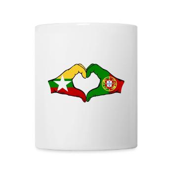 Myanmar Portugal Drapeau Mains Coeur Forme - Mug blanc - blanc - Devant