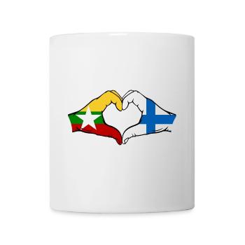Myanmar Finlande Drapeau Mains Coeur Forme - Mug blanc - blanc - Devant