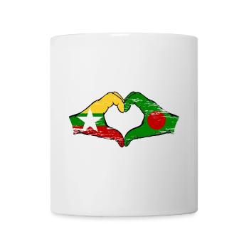 Myanmar Bangladesh flag hands heart shape used - Mug - white - Front