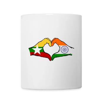 Myanmar Inde Drapeau Mains Coeur Forme - Mug blanc - blanc - Devant