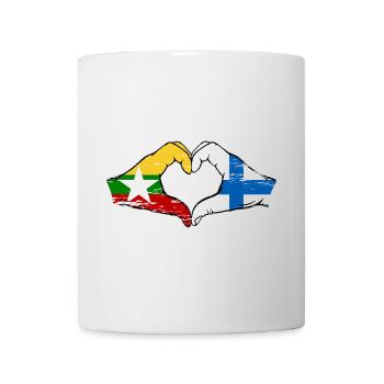 Myanmar Finlande drapeau mains forme de coeur utilisé - Mug blanc - blanc - Devant