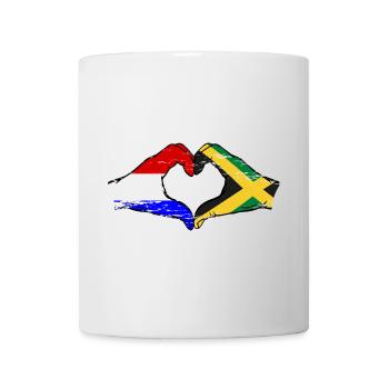 Hollande Jamaïque Drapeau Mains Coeur Forme Utilisé - Mug blanc - blanc - Devant