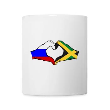 Russia Jamaica Flag Hands Heart Shape - Mug - white - Front