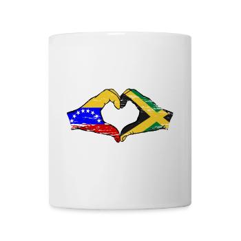 Venezuela Jamaica Flag Hands Heart Shape Gebruikt - Mok - wit - Voor