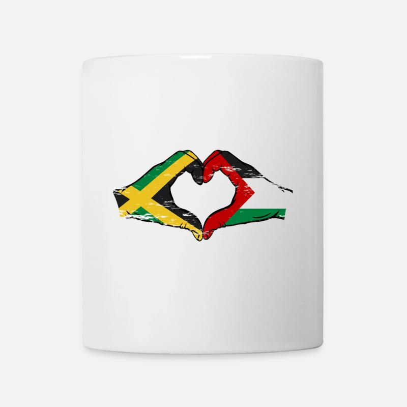 Jamaica Palestine Hands Heart Shape Used - Mug - white