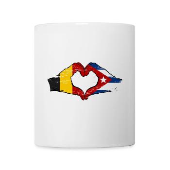 Belgium Cuba flag hands heart shape used - Mug - white - Front