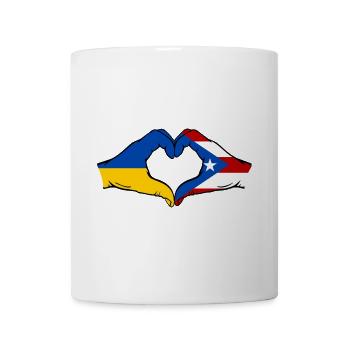 Ukraine Puerto Rico Flag Hands Heart Shape - Mug - white - Front