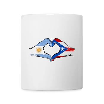Argentina Puerto Rico Flag Hands Heart Shape Used - Mug - white - Front