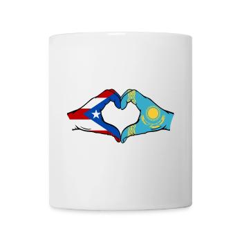 Porto Rico Kazakhstan Drapeau Mains Coeur Forme - Mug blanc - blanc - Devant