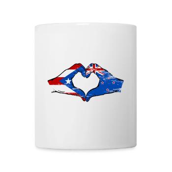 Porto Rico Nouvelle-Zélande drapeau mains forme de coeur utilisé - Mug blanc - blanc - Devant