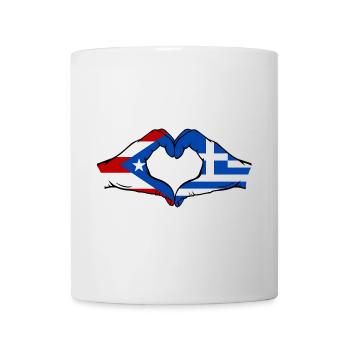 Puerto Rico Greece Flag Hands Heart Shape - Mug - white - Front