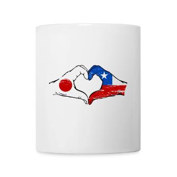Japan Chile flag hands heart shape used - Mug - white - Front