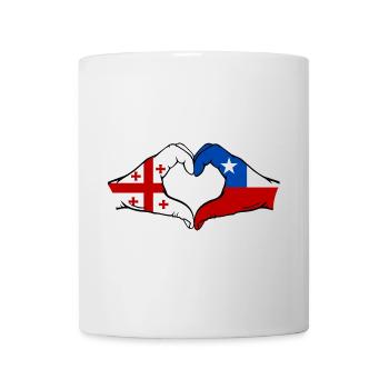 Georgien Chile Flagge Hände Herzform - Tasse - Weiß - Vorne