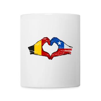 Belgique Drapeau Chili mains forme de coeur utilisé - Mug blanc - blanc - Devant
