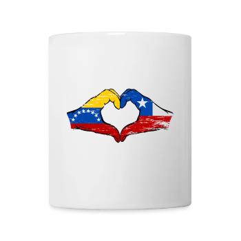 Venezuela Chile Flag Hands Heart Shape Used - Mug - white - Front