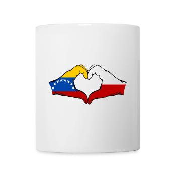 Venezuela Poland Flag Hands Heart Shape - Mug - white - Front
