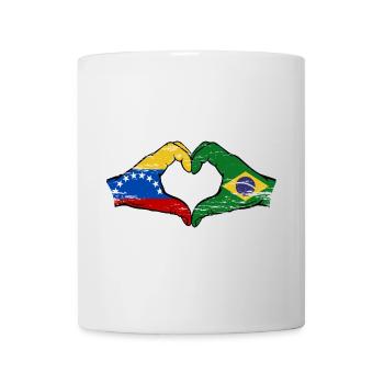 Venezuela Brazil Flag Hands Heart Shape Used - Mug - white - Front