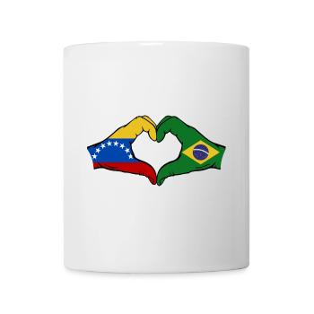 Venezuela Brésil Drapeau Mains Coeur Forme - Mug blanc - blanc - Devant