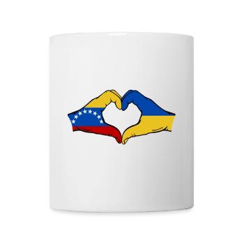 Venezuela Ukraine Flag Hands Heart Shape - Mug - white - Front