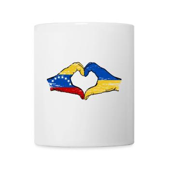 Venezuela Ukraine Flagge Hände Herzform used - Tasse - Weiß - Vorne