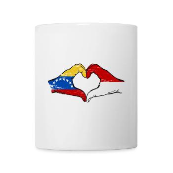 Venezuela Indonesia Flag Hands Heart Shape Used - Mug - white - Front