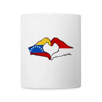 Venezuela Indonesia Flag Hands Heart Shape - Mug - white - Front