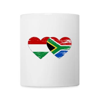 Hongrie Afrique du Sud Drapeau Mains Coeur Forme Utilisé - Mug blanc - blanc - Devant