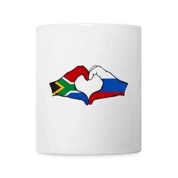 Afrique du Sud Russie Drapeau Mains Coeur Forme - Mug blanc - blanc - Devant