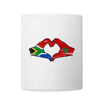 Afrique du Sud Maroc Drapeau Mains Coeur Forme Utilisé - Mug blanc - blanc - Devant
