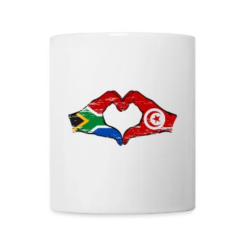 Afrique du Sud Tunisie drapeau mains forme de coeur utilisé - Mug blanc - blanc - Devant