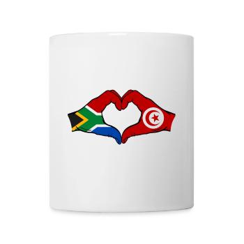 Afrique du Sud Tunisie Drapeau Mains Coeur Forme - Mug blanc - blanc - Devant