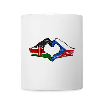 Kenya Czech Republic flag hands heart used - Mug - white - Front