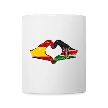 Spanien Kenia Flagge Hände Herz used - Tasse - Weiß - Vorne