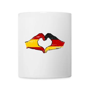Spanien Deutschland Flagge Hände Herz used - Tasse - Weiß - Vorne