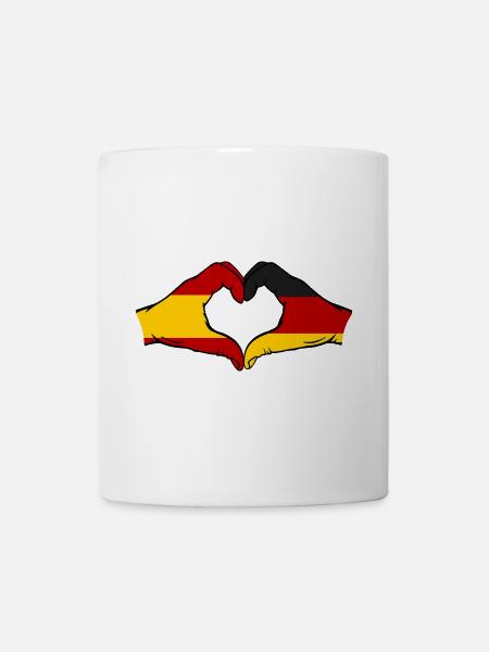 Spanien Deutschland Flagge Hände Herz - Tasse - Weiß