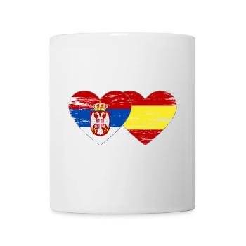 Serbie Espagne Drapeau Mains Coeur Forme Utilisé - Mug blanc - blanc - Devant