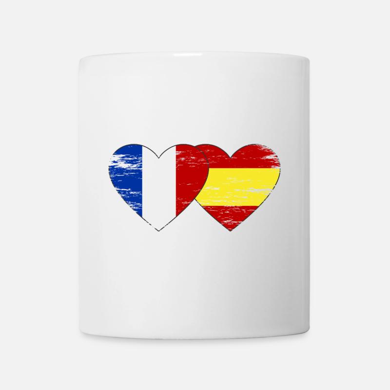 France Espagne Drapeau Mains Coeur Forme Utilisé - Mug blanc - blanc