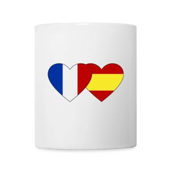 France Spain Flag Hands Heart Shape - Mug - white - Front