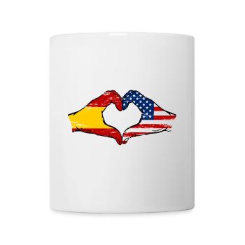Spain USA Flag Hands Heart Used - Mug - white - Front