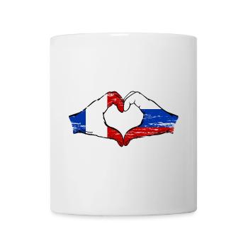 France Russie Drapeau Mains Coeur Forme Utilisé - Mug blanc - blanc - Devant