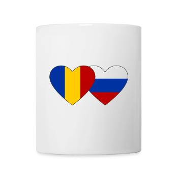 Roumanie Russie Drapeau Coeur - Mug blanc - blanc - Devant