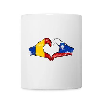 Romania Slovenia flag hands heart shape used - Mug - white - Front