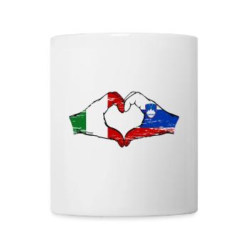 Italie Slovénie drapeau mains forme de coeur utilisé - Mug blanc - blanc - Devant