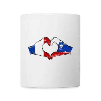 France Slovénie drapeau mains forme de coeur utilisé - Mug blanc - blanc - Devant