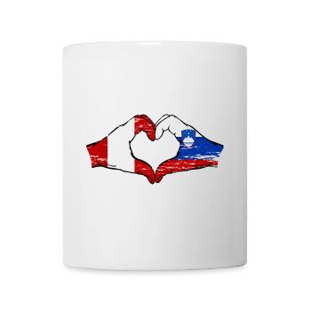 Pérou Slovénie drapeau mains forme de coeur utilisé - Mug blanc - blanc - Devant
