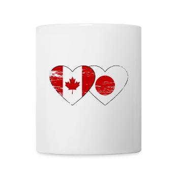 Canada Japon Drapeau Coeur Utilisé - Mug blanc - blanc - Devant
