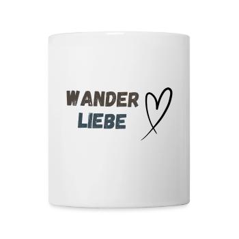 Schriftzug Wanderliebe und Herz, schlicht - Tasse - Weiß - Vorne