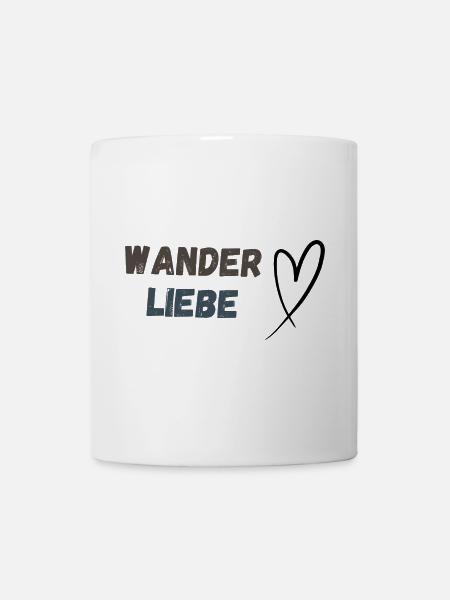 Schriftzug Wanderliebe und Herz, schlicht - Tasse - Weiß