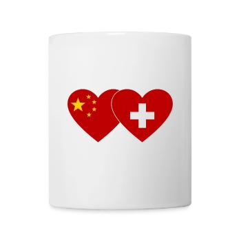 Chine Suisse Drapeau Mains Coeur Forme - Mug blanc - blanc - Devant