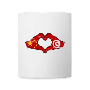 Chine Tunisie drapeau mains forme coeur utilisé - Mug blanc - blanc - Devant